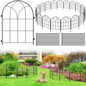 Youpehom Garden Fences Animal Barrier, 12.55"*16.48" Black Garden Border Fencing, Arched Rustproof Metal No Dig Fence for Dogs, Outdoor Fence, Dog Fencing for Yard, Flower Bed (Medium 19 pcs)