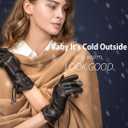 YISEVEN Women's Deerskin Leather Gloves Hand Sewn (8.0"/XL, Black Chain)