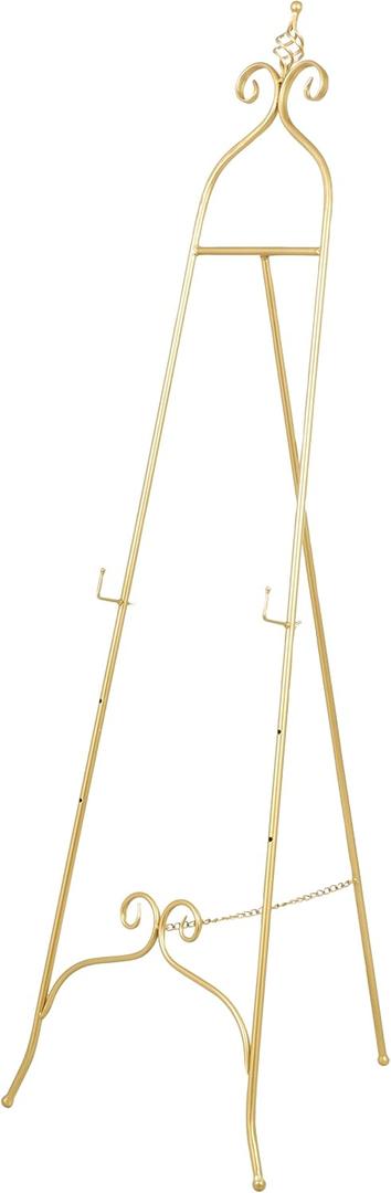 Deco 79 Metal Scroll Display Easel 3 Tier Floor Standing Easel, Display Stand 21" x 21" x 63", Gold, LARGE SIZE