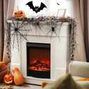 6.5 Ft Halloween Garland Black Willow Vine Decor with 9.8FT Lights Artificial Branches Berries Pumpkin Vines Halloween Realistic Garland for Home Fireplace Table Window Mantle Party Holiday Decor