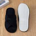 Enteer Women's Corduroy Bow Memory Foam Slippers, Open Toe Cross Band Non-Slip Indoor Outdoor House Slippers