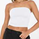 Trendy Queen Womens Tube Tops Strapless Crop Tops Basic Backless Sleeveless Going Out 2026 Spring Outfits Summer Clothes (White, XL)