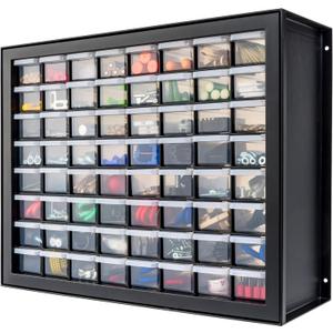 IRIS USA Bead Organizer Drawers, 64-Drawer, Screw Tool Electronics Hardware Nuts and Bolts Plastic Garage Storage Cabinet Bin, Stackable Craft Supply Building Bricks Sorter Teacher Tool Box, Black