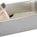Cat Litter Box - Kitty Litter Boxes-Metal High Sided Cat Pan, Indoor Litter Tray, No Smell, Easy to Clean, Pet Toilet Supplies for Kitten, Kitty, Rabbit (15.72"L*11.8"W*3.94"H)