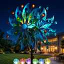 87" Large Solar Wind Spinners Outdoor, Peacock Metal Garden Decor