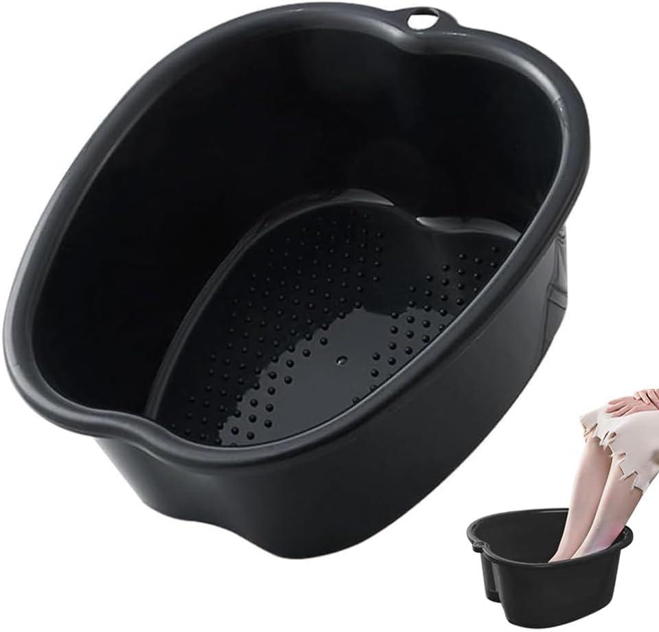 Foot Soaking Tub Large Size Foot Basin Sturdy Soaking Feet Bucket Massager Tub Exfoliation Callus Pedicure Foot Spa Bath Bucket for Women and Men (Black), 15*13*6 Inch