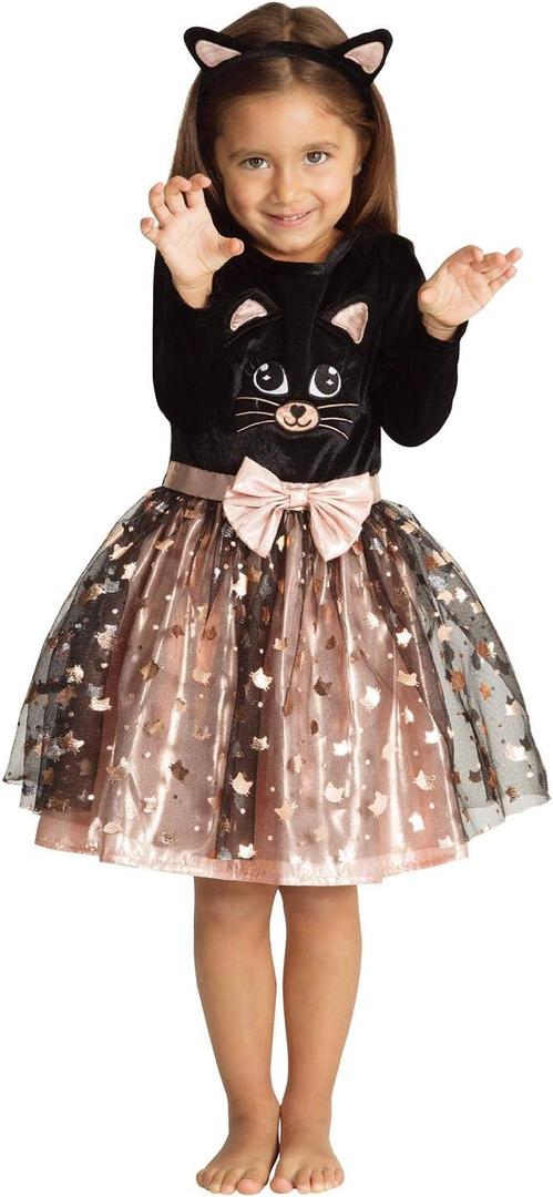 Leadtex Little Girl's Cute Cat Dress Costumes With One Ear Headband and One Tail for Halloween and Dress up Parties(Kids5-6yrs).