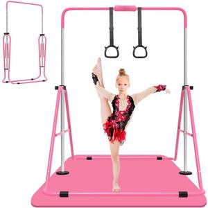 ZUETK Expandable Gymnastics Bar for Kids, Adjustable Height Junior Training Kip Bar, Folding Gymnastic Horizontal Bars Monkey Bar, Home Gym Equipment for Kid Gymnasts, Child, Girl, Boy