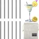 12 Pack 4.7 Inch Extra Short Metal Cocktails Straws, Reusable Stainless Steel Smoothie Drinking Straws with Cleaning Brush for Coffee Mugs, Small Glasses or Cups