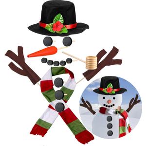 Snowman Decorating Kit, 16Pcs Christmas Snowman Decorating Making Kit Outdoor Fun Christmas Winter Holiday Party Decoration Gift, Xmas Holiday Winter Party snow man kit Outdoor Fun Supplies for Kids