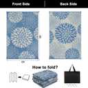 Ileading Waterproof Outdoor Rug 6x9, Reversible Plastic Straw Patio Rug, Portable Indoor Outdoor RV Camping Mat Carpet for Deck, Porch, Balcony, Backyard, Picnic, Floral Dusty Blue