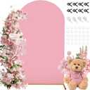 7.2FT Arch Backdrop Cover, Pink Spandex Stretchy Round Top Arch Stand Cover Valentines Day Arch Cover with Balloon Tie Tool for Wedding Ceremony Baby Shower Gender Reveal Birthday Party Decorations