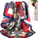 AWAYTR 35 Satin Large Square Head Scarves - 4PCS Silk Like Neck Scarf Hair Sleeping Wraps Satin Silk Scarfs for Women