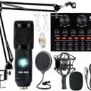 Podcast Equipment Bundle, BM-800 Condenser with Voice Changer, Recording Studio Package - Podcast Microphone Bundle for Laptop, Streaming/Live Broadcast/YouTube Recording (AM200-V8)