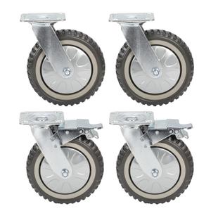 8 Inch Caster Wheels Set of 4 Heavy Duty Swivel Casters, 2 with Brake Locking, 2 Without Brake Locking, 360 Degree Rotating Top Plate Casters, for Workbench Cart Furniture