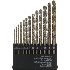 Metric Cobalt Drill Bits Set 1.5-6.5mm 13PCS, M35 high Speed Steel, high Hardness Straight Shank Drill, Mechanical or Hand Drill for Drilling, Suitable for Stainless Steel, Iron, Copper and Aluminum.