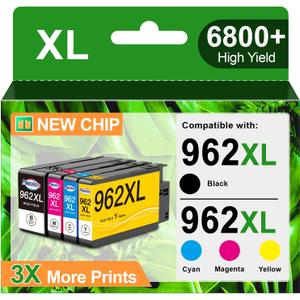 962 962XL Ink Cartridges Combo Pack for HP 962XL Ink Cartridges Combo Pack for HP 962 XL for HP Ink 962 for HP 9010 Ink Cartridge Officejet Pro 9010 9015 9020 9018 9025 Printer (962XL Ink 4-Pack)