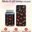 Shorogyt for Motorola Moto G 5G 2024 Cute Kawaii Leather Phone Case - Compatible with Magsafe Wallet Magnetic Credit Card Holder Fashion Cherry Design Phone Cover for Women Girls, Fits 7 Cards