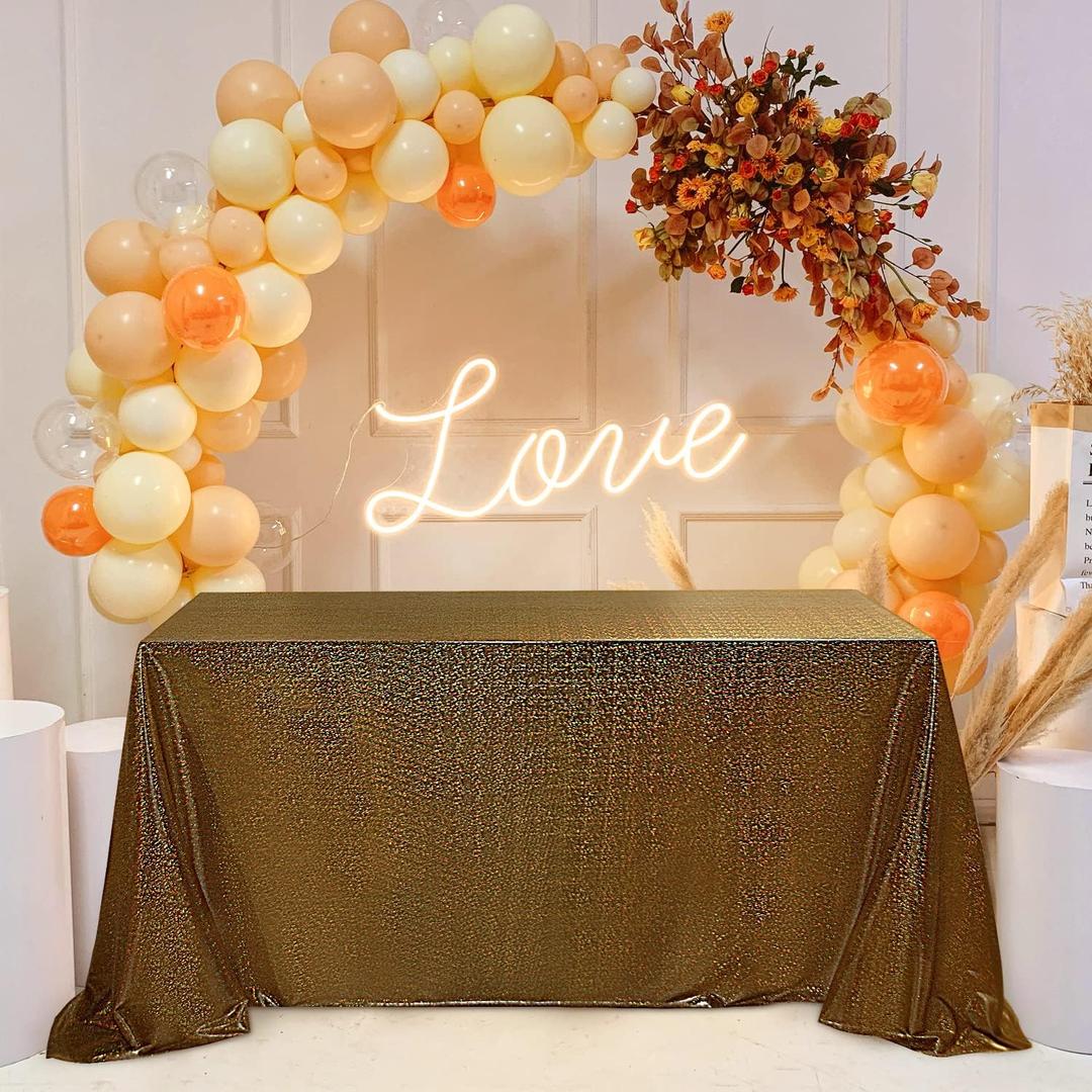 Fitable Black&Gold Sequin Tablecloth for Parties 60x84 Inch - Sparkle Glitter Table Cloth Laser Rectangle Table Cover Overlay for Wedding Baby Shower Ceremony Birthday Cake Table Holiday Banquet
