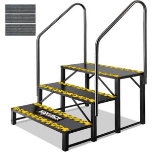 3 Steps Hot Tub RV Steps with Dual Handrail,   Outdoor RV Camper Entry Steps w/Non-Slip Mats, 660lbs Load Capacity Portable Mobile Home Stairs Steps for Spa, Porch, Pool