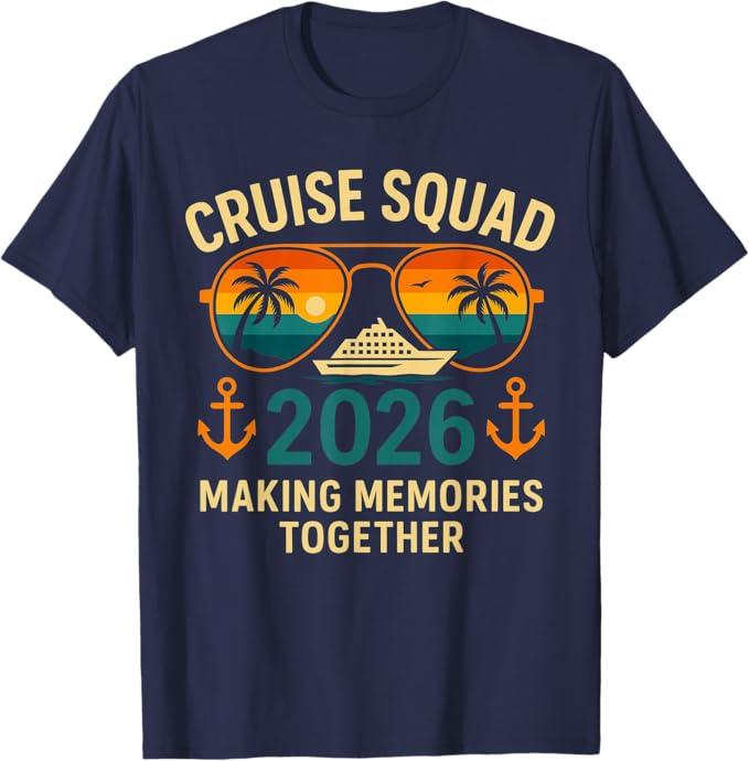 Cruise Squad 2026 Family Vacation Matching Group Summer T-Shirt, Small (Navy Blue)