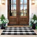 KaHouen Cotton Buffalo Check Rug 27.5 x 43 Inches, Buffalo Plaid Rug, Washable Hand-Woven Outdoor Checkered Rugs for Layered Door Mats/Kitchen/Farmhous (Christmas Porch Decor Mat)