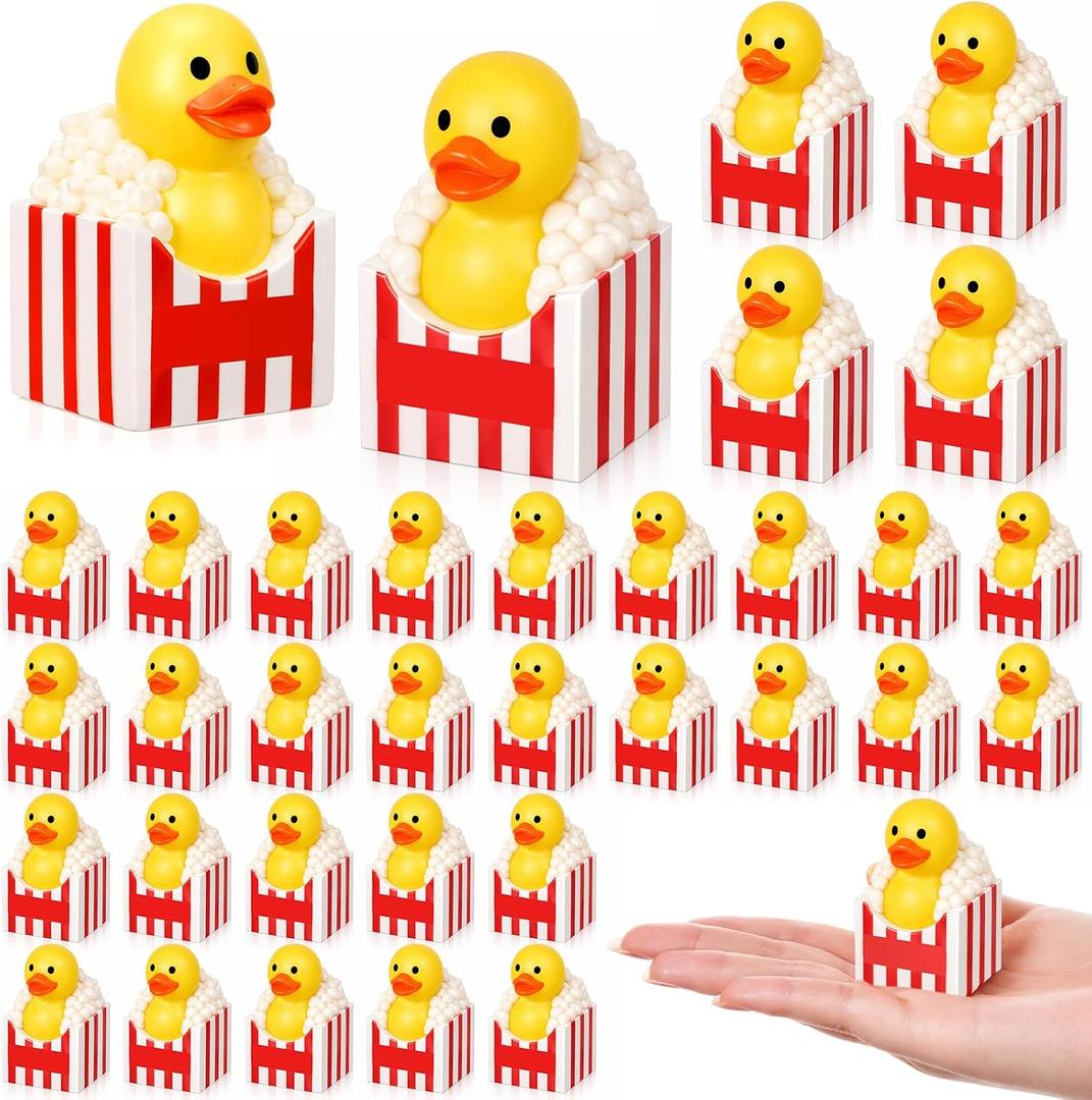 Deekin 24 Pcs Carnival Rubber Ducks 2 Inch Circus Party Favors Bulk for Movie Night Birthday Party Decoration Gifts Fillers Dashboard Table Decoration (Corn)