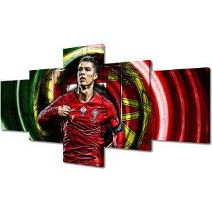 TUMOVO Canvas Wall Art 5 Pieces Cristiano Ronaldo Posters Famous Football Superstar Picture Portuguese Professional Football Player Canvas Decor for Living Room Prints Framed Ready to Hang 50x24 in
