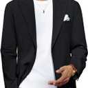 PJ PAUL JONES Blazer for Men Casual Cotton-Linen Sport Coat Lightweight 2 Button Lined Blazer Jacket (Medium, Black)