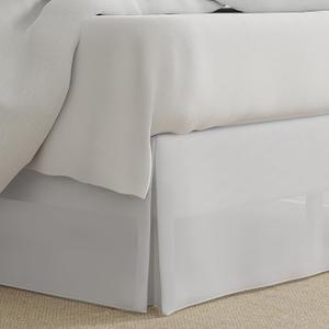 Luxury Hotel Tailored Bed Skirt, Box Pleats, 14 Inch Drop, Queen, White