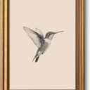 VIYYIEA Vintage Gold Framed Wall Art for Living Room, Birds Canvas Prints Home Decor, Sketch Painting Picture, Bedroom Wall Decor Gifts for Friends or Family -Hummingbird-(16L x 12W)