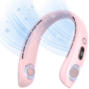 VEKK Neck Fan, Portable Bladeless Fan, 6000mAh Battery USB Rechargeable, LED Display, 360 Cooling Wearable Personal Fan, 3 Speeds, Quiet, Hands Free Neck Fans for Travel