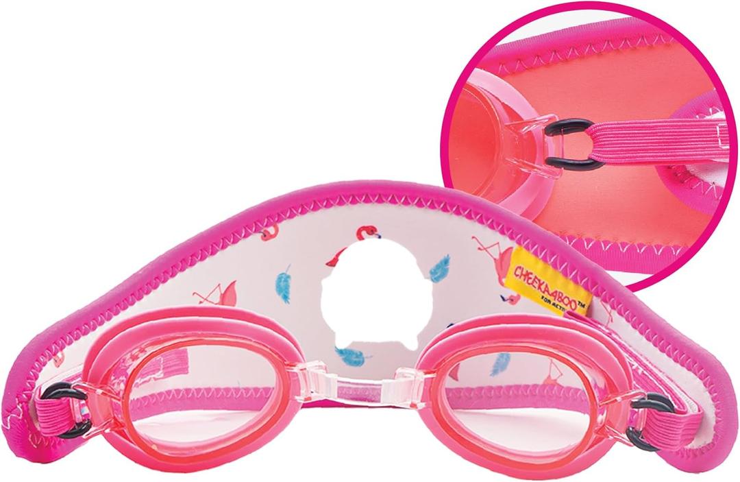 Booggles Kids Adjustable Swim Goggles for Toddlers 25 Years, Anti-Fog Lenses, Hair-Friendly Neoprene Strap (Free Size, Pink)
