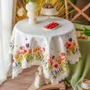 ARTABLE Small Table Cloth Printing Flowers Designs Laser Cutting Tablecloth Table Topper for Thanksgiving Outdoor Farmhouse Rustic Kitchen Party Birthday Picni (Tulips, 33 x 33 Inches)
