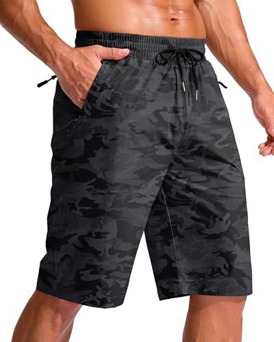 G Gradual Men's 11" 1 Swim Trunks with 3 Zipper Pockets Board Shorts | No Mesh Liner, Longer Length, Below the Knee, Lightweight, Quick Dry, for Swimming Beach Surfing Running Gym Workouts Casual