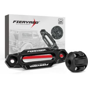 FIERYRED Winch Hawse Fairlead with Winch Cable Hook Stopper Kit,4-7/8 Inch Bolt Pattern Aluminum Fairlead for Synthetic Rope,Suitable for 3500-4500LBS ATV/UTV Winch