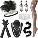 EIELO 1920s Great Gatsby Accessories Set for Women Headpiece Headband Flapper Roaring 20s Costume Accessories