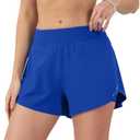 Aurefin Women's 2 in 1 Flowy Running Shorts High Waisted Athletic Shorts for Women Lightweight Workout Yoga Gym Shorts Blue, X-Small