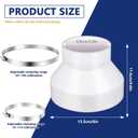 2 Set 6 to 4 inch Duct Reducer Adapter, Air Duct Reducer Increaser with 304 Stainless Steel Hose Clamps, HAVC Pipe Connector for Inline Ventilation Fitting System (6 to 4 Inch), White