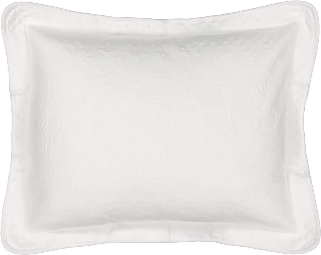 HISTORIC CHARLESTON King Charles Modern Farmhouse Floral Matelasse Decorative Pillowcase, 100% Cotton Breathable Bedding, King Sham (20" x 36"), White