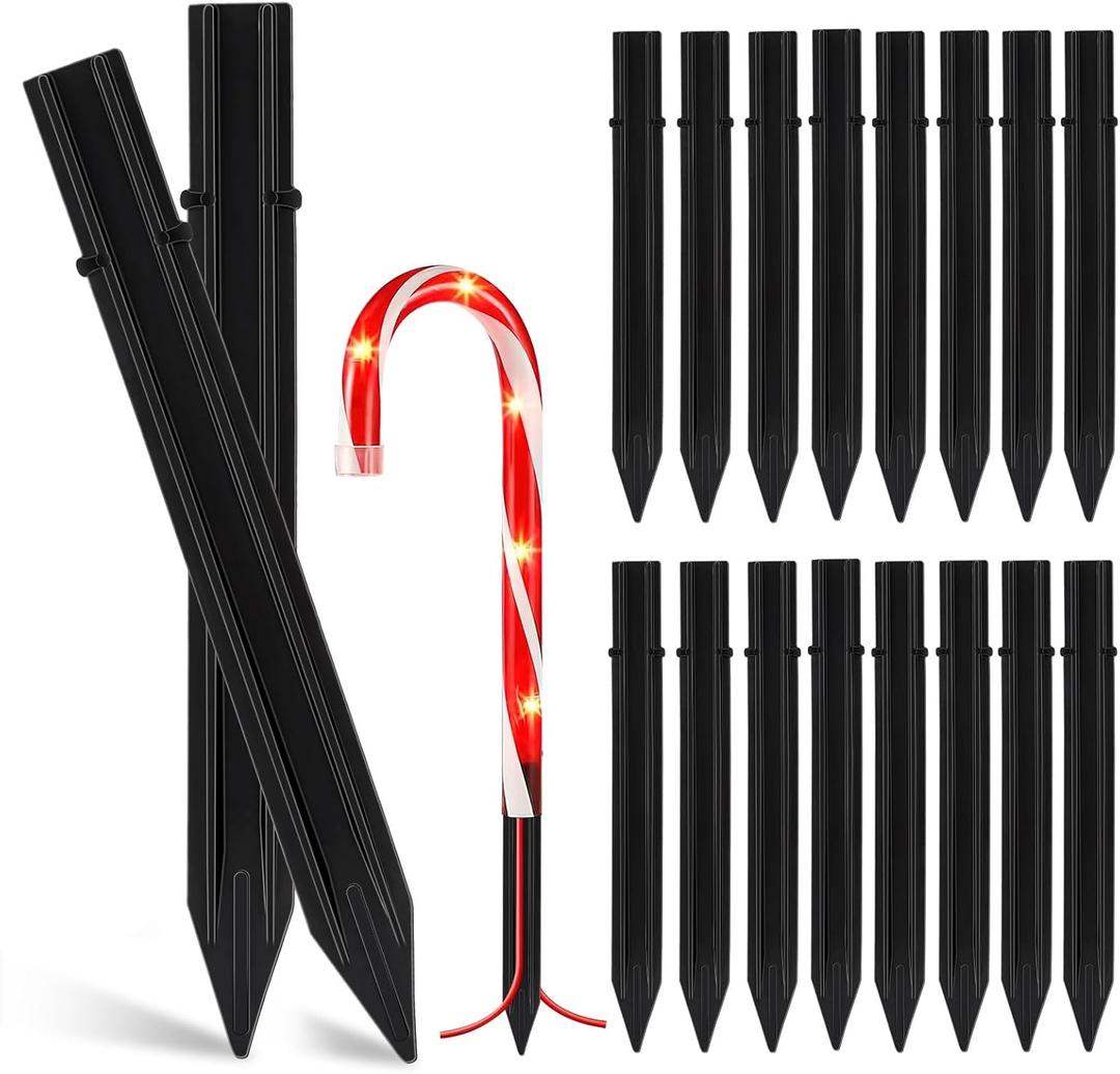 AUGSUN 45 PCS Replacement Stakes for Christmas Candy Cane Lights Outdoor, Plastic Candy Cane Pathway Markers Lights Spike Replacer Fit for Lights Poles Internal Diameter: 0.6 inches to 0.68 inches
