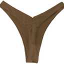 SherryDC Women’s Cheeky Thong Brazilian Bikini Bottoms Sexy High Cut Leg Swimsuit Bottom Ruched Butt Bathing Suit Briefs, M