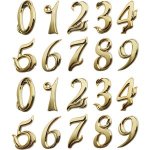 Mailbox Numbers, 3 Inch House Door Numbers Stick on Apartment Office Hotel Home Room Doors or Decor Project for Address Sign, Gold Metal Shinny, Pack of 2 Sets. (Gold, 2 Sets)