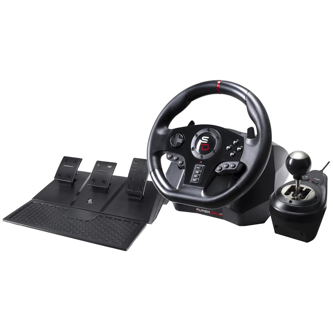SUBSONIC - Superdrive GS850-X Steering Wheel - Racing Wheel 270 Rotation, Pedals, Gear Shift Paddles and Shifter - Adjustable Vibrations  For Xbox Series X/S, PS4, Xbox One - Black