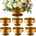 Remerry 10 Pcs Gold Compote Vase Metal Pedestal Bowls for Centerpiece