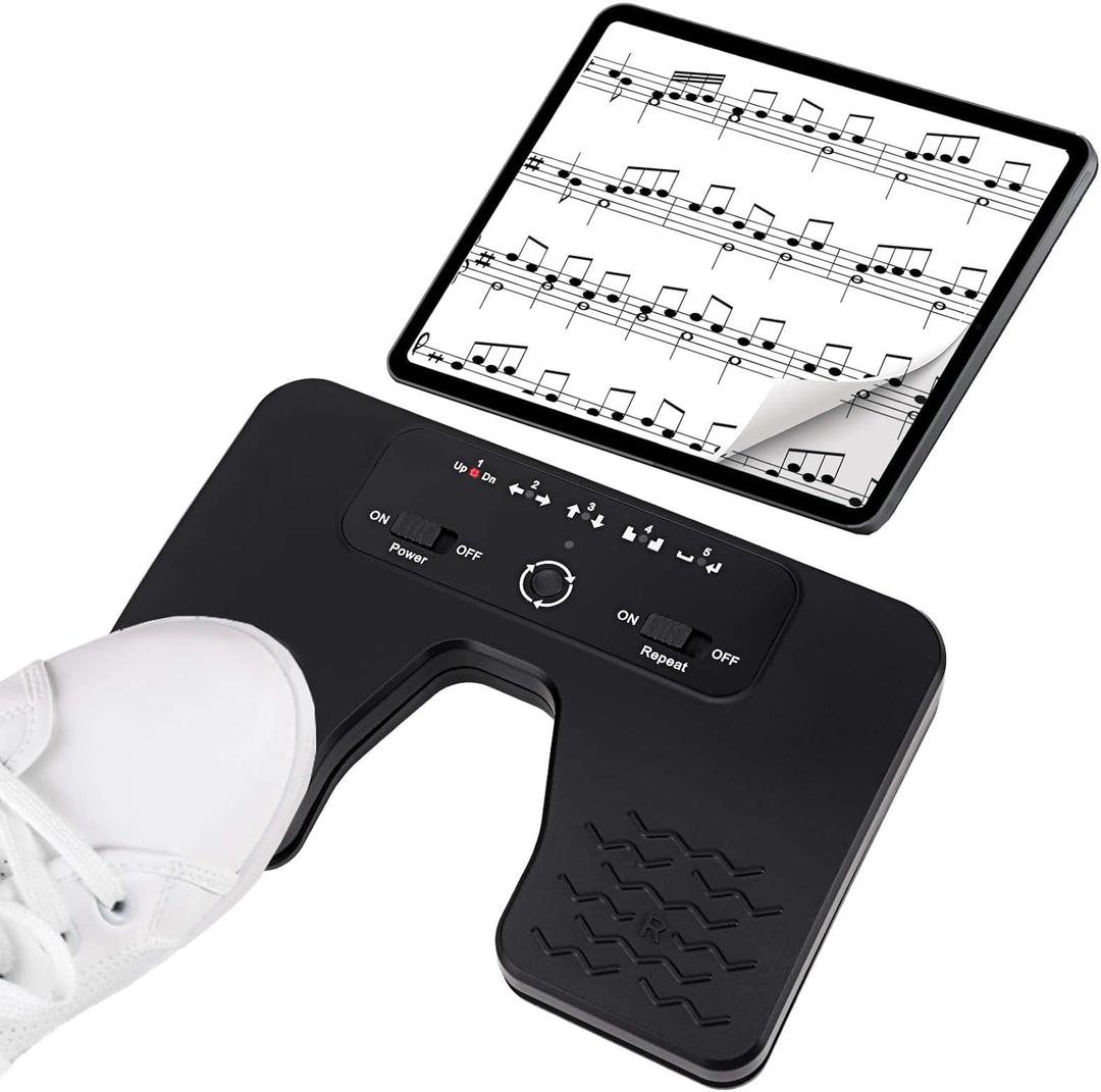 Wireless Foot Pedal Double Switch Music Page Turner for Tablets Smartphones Rechargeable Anti-Skid Pad