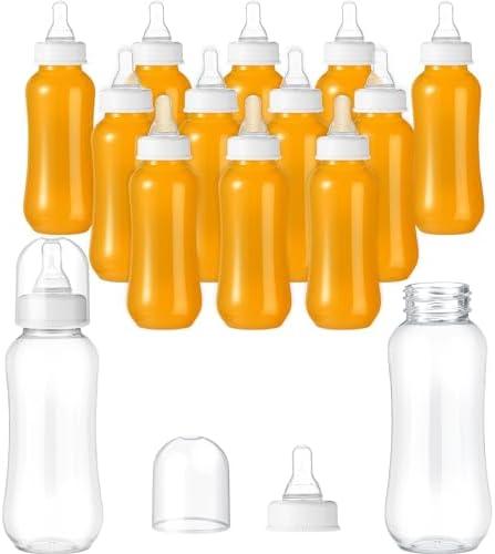 Norme Baby Shower Bottles 9.5 oz Plastic Baby Bottles Chug Sign Shower Game Party Favors Baby Bottles Bulk for Baby Shower Decorations Gender Reveal Gifts(White, 12 Pcs)