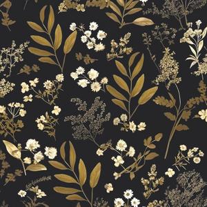 Black Gold Wallpaper Peel and Stick Dark Floral Wallpaper 17.5in x 118in Vintage Leaf Contact Paper Vinyl Waterproof Self Adhesive Boho Botanical Wall Paper for Bedroom Cabinet Dcor