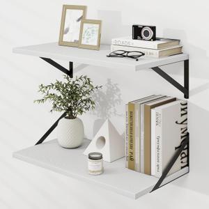 Dreamland Deep Floating Shelves for Wall, White Wood Wall Mounted Shelves, Large Floating Shelf 12 * 24 inchSet of 2 for Bookshelf Living Room, Bedroom Home Office, Bathroom