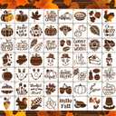 zosylley 3inch Fall Stencils for Painting on Wood 56pcs Pumpkin Stencils Autumn Leaf Stencils Turkey Scarecrow Gnome Draw Templates for Wood Signs DIY Crafts Canvas Tier Tray Decor